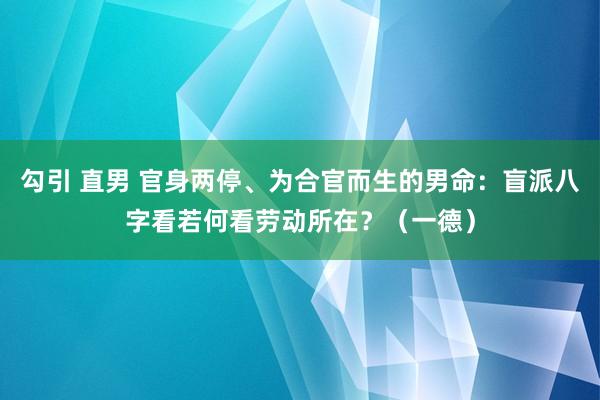 勾引 直男 官身两停、为合官而生的男命：盲派八字看若何看劳动所在？（一德）