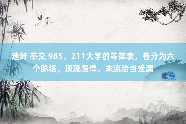 迷奸 拳交 985、211大学的等第表，各分为六个脉络，顶流强悍，末流恰当捡漏