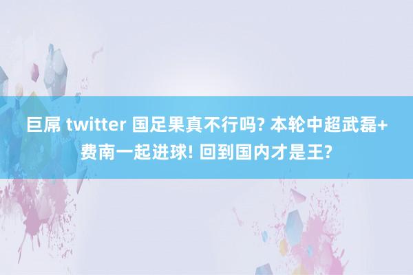 巨屌 twitter 国足果真不行吗? 本轮中超武磊+费南一起进球! 回到国内才是王?