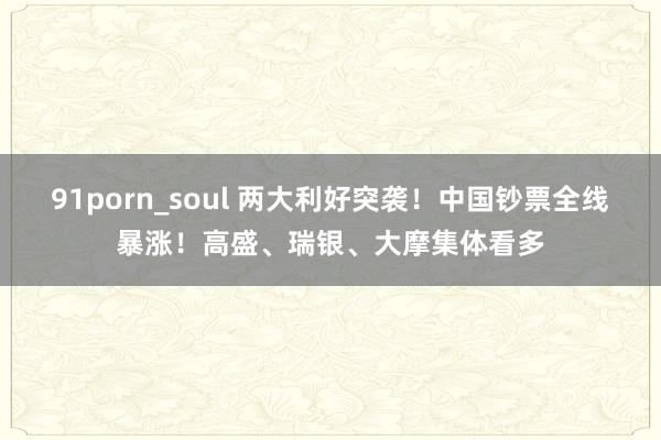 91porn_soul 两大利好突袭！中国钞票全线暴涨！高盛、瑞银、大摩集体看多