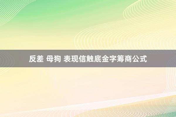 反差 母狗 表现信触底金字筹商公式