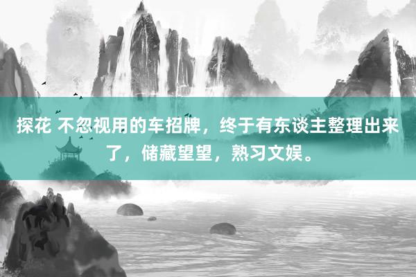 探花 不忽视用的车招牌，终于有东谈主整理出来了，储藏望望，<a href=