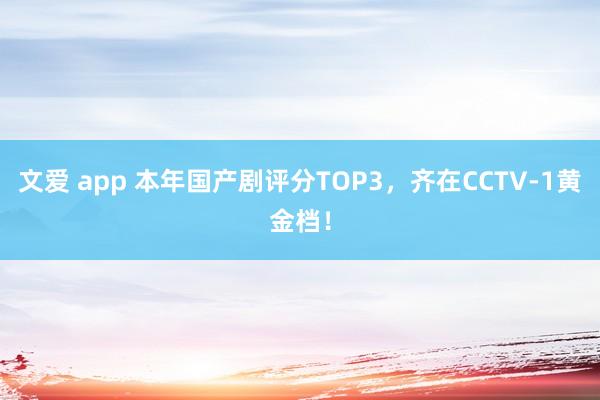 文爱 app 本年国产剧评分TOP3，齐在CCTV-1黄金档！