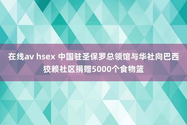 在线av hsex 中国驻圣保罗总领馆与华社向巴西狡赖社区捐赠5000个食物篮