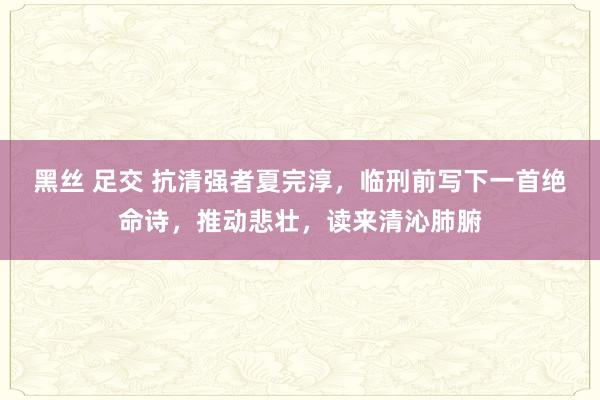 黑丝 足交 抗清强者夏完淳，临刑前写下一首绝命诗，推动悲壮，读来清沁肺腑