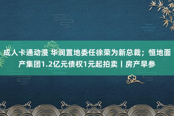 成人卡通动漫 华润置地委任徐荣为新总裁；恒地面产集团1.2亿元债权1元起拍卖丨房产早参