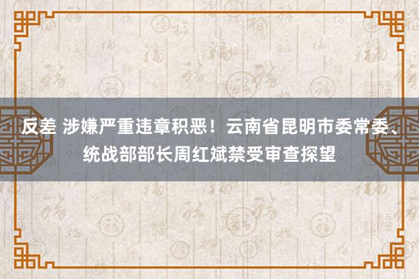 反差 涉嫌严重违章积恶！云南省昆明市委常委、统战部部长周红斌禁受审查探望