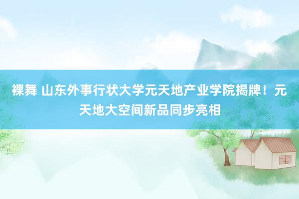 裸舞 山东外事行状大学元天地产业学院揭牌！元天地大空间新品同步亮相