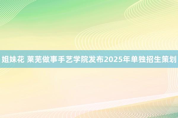 姐妹花 莱芜做事手艺学院发布2025年单独招生策划